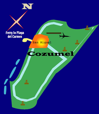Map of cozumel island mexico